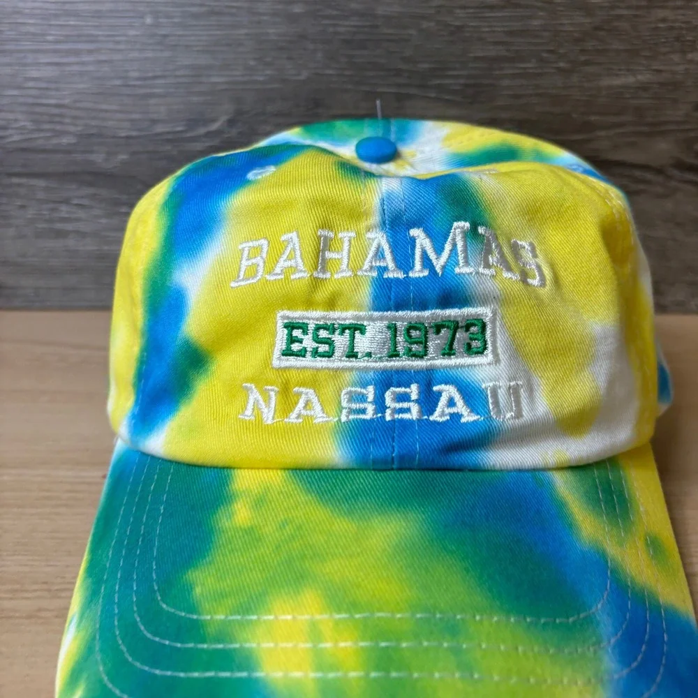 Bahamas Hat Cap Strap Back‎ Blue Yellow Tie Dye Nassau Outdoors